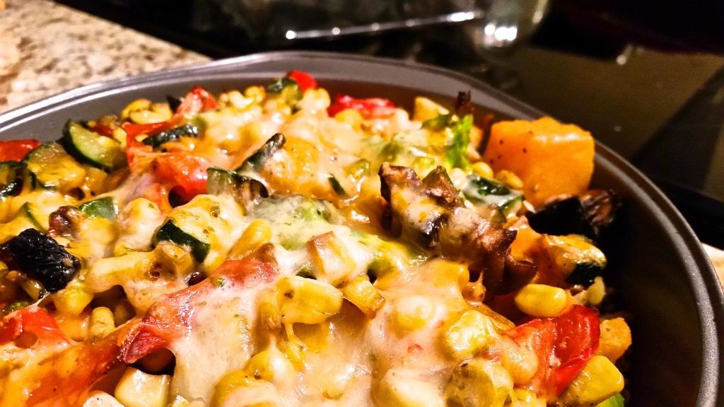 Quinoa bake! My coworkers always talk about baked quinoa, so as a result, I make it quite often. Just add cheese and it's perfect. Nirvana in a pan.