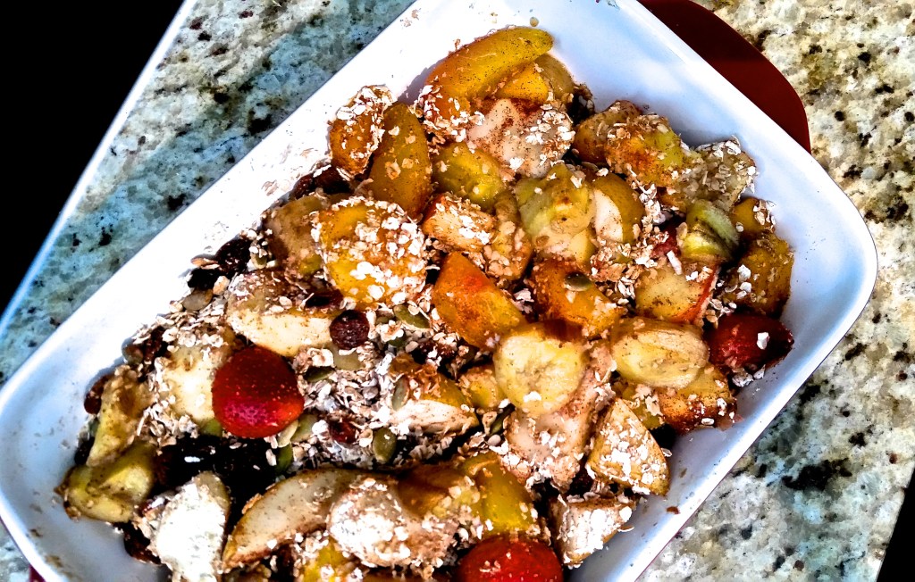 You know when you have all that frozen fruit you should probably use? Make a fruit crumble with a little bit of orange juice, honey, oats and some raisins. Bake it for 30 minutes and you have a healthy dessert for the week (or the day, if you're me).